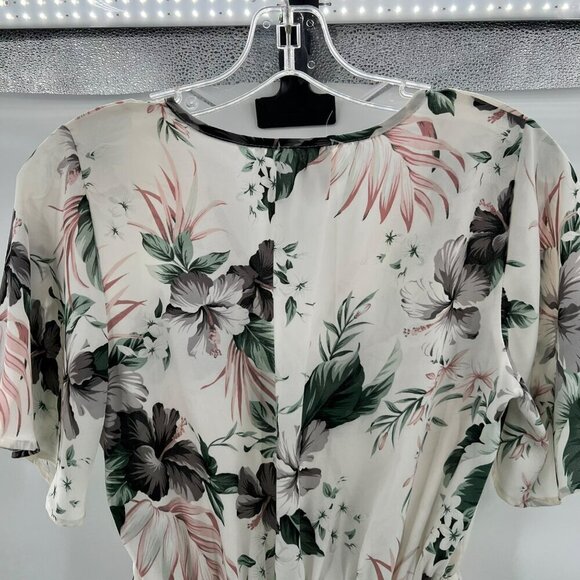 Sienna Sky V-Neck Surplice Short Sleeve Floral Top Womens Size Small Tie Waist - Picture 6 of 11